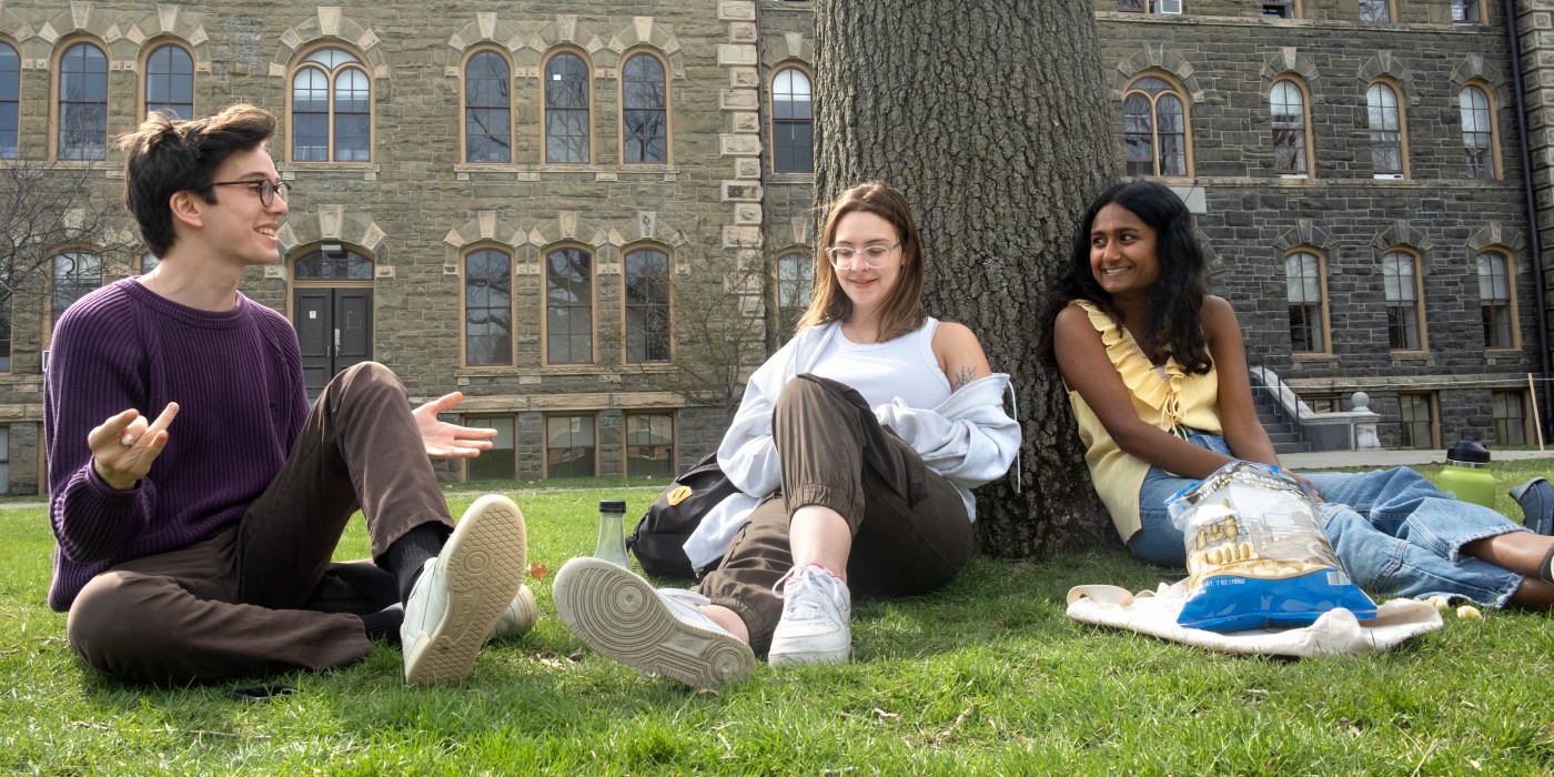 Students on campus in spring. Cornell Photo.