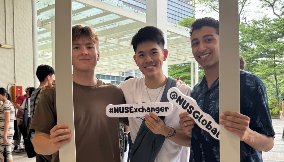 Kevin Chang meets fellow study abroaders at an NUS exchange orientation.