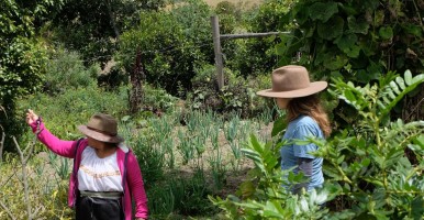 Global Intern Karen Mendoza stands in a field in Ecuador. 