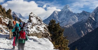 Hikers in the Himalayas