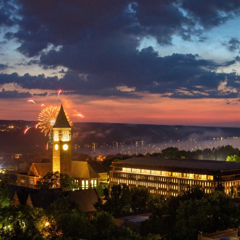 Fireworks over Cornell campus